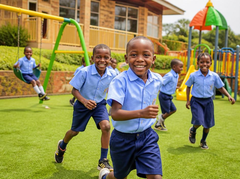 Children playing together outdoors during recess
