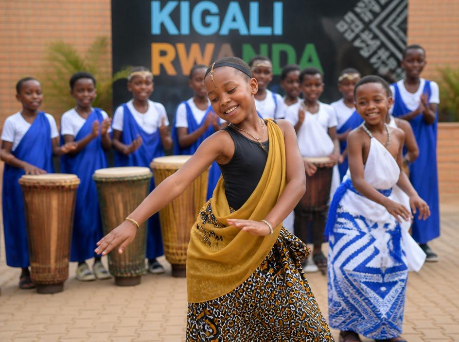Children performing music and dance at a school event